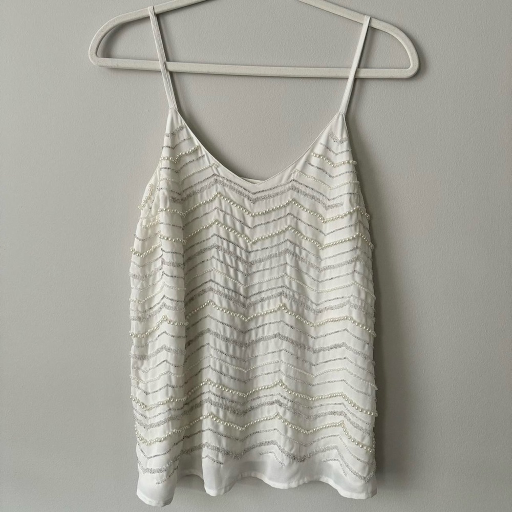 Elegant White Beaded Women's Top